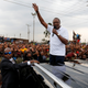Kenya's President Uhuru Kenyatta addresses his supporters at Burma market after his election win was declared invalid by the Supreme Court in Nairobi, Kenya, September 1, 2017.